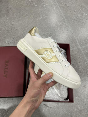 正品 BALLY巴利 运动系带 低帮 时尚板鞋 女款 白色 全新原盒 尺码38号0888