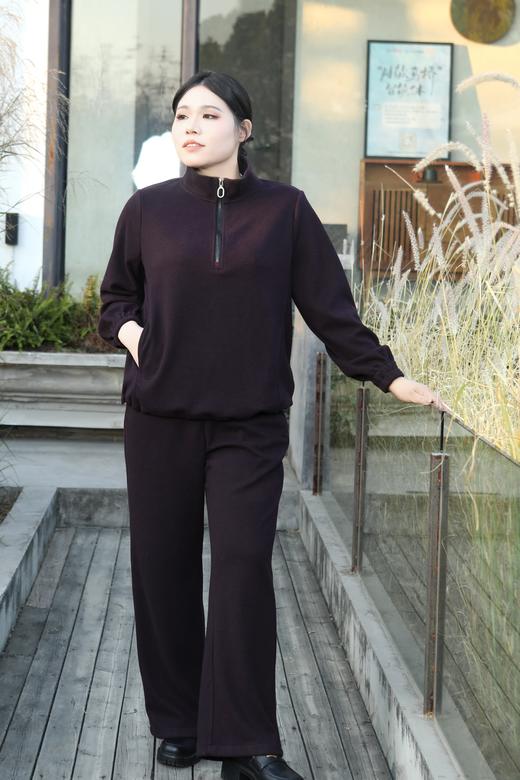 现货速发！【💜酱紫休闲套装】一穿即瘦，拉链半高领+直筒神裤，松紧袖口防风 & 上衣松紧下摆可调节，休闲显瘦两件套，可单拍可成套~可内搭，可外穿。适合10度~十几度温度，再冷要加外套 商品图12