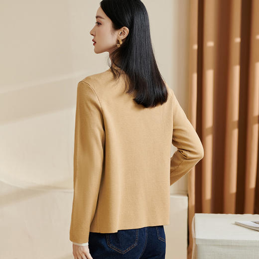 剩S/M/XL 米思阳2025冬季新款气质简约开衫短外套质感修身针织纯色上衣2343 商品图2