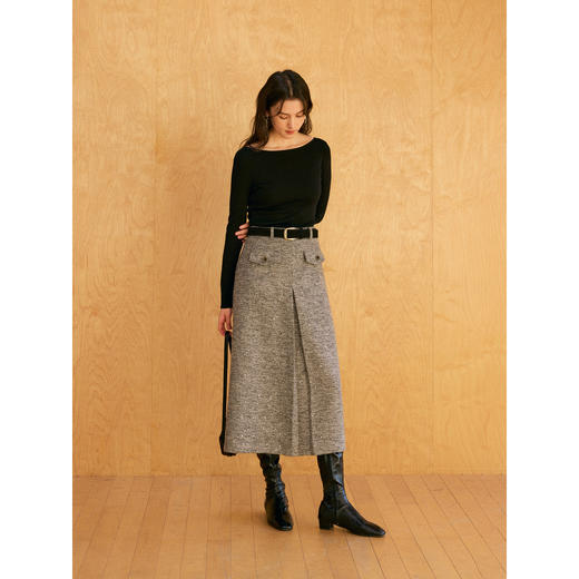 HeyDress亮片直筒对褶半裙 商品图3