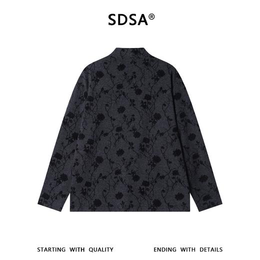 T5074SDSA男士秋冬新款痞帅男装潮流撞色玫瑰花印花立领长袖T恤百搭 商品图5