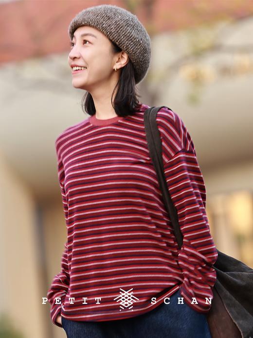 PETIT SCHAN小闪 CLO#983 A Stripes Party 条纹派对 进口条纹针织磨毛撞色套头衫 商品图2