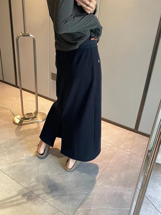 D120846简约舒适高腰抽绳直筒微修身加绒松紧腰半裙 商品图4