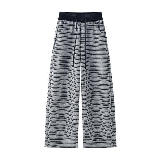 YM 2810条纹阔腿弯刀裤显瘦垂感直筒休闲裤 商品图4