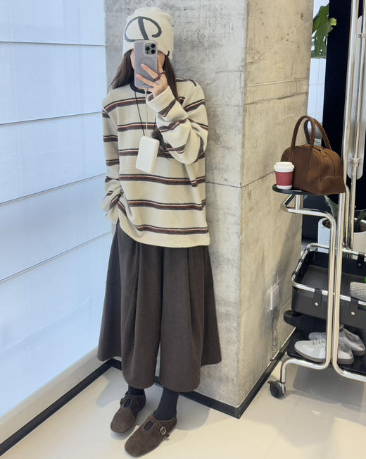 韩国订单条纹定律糯叽叽长袖T恤12082 商品图3