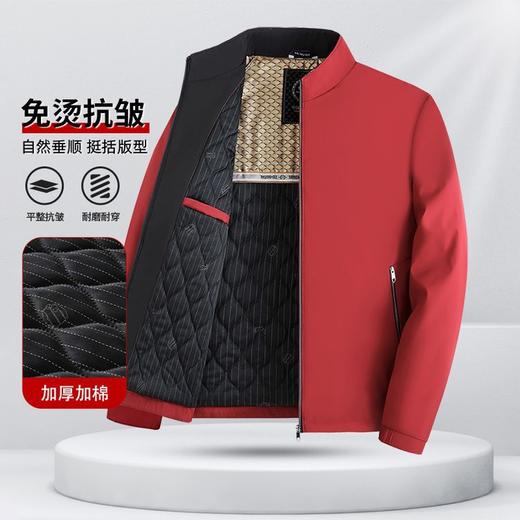 秋冬季男士夹克加厚加棉休闲外套中年商务通勤立领保暖男款 商品图0