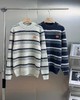 D120849秋冬条纹慵懒风宽松情侣款毛衣针织衫 商品缩略图0