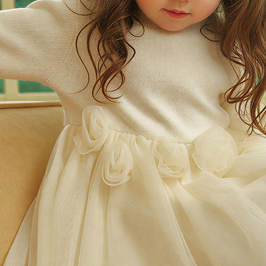 迷你巴拉女童连衣裙宝宝纱裙甜美儿童半高领公主裙子2025冬新款 商品图4