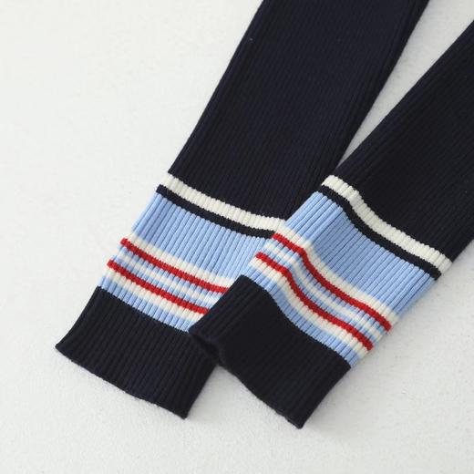 D120858冬季新款女子修身拼色拉链开衫外套编织衫毛衣 商品图12