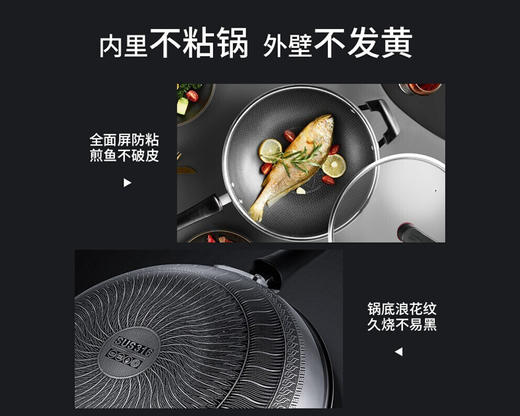 炊大皇（COOKER KING） 炒锅不粘锅316不锈钢蜂窝家用平底炒菜锅少油烟燃气灶电磁炉通用 34cm(CG34SY) 商品图6