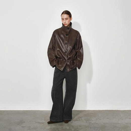 NUTH100%绵羊皮真皮皮衣宽松中长款束腰皮衣外套女 商品图3