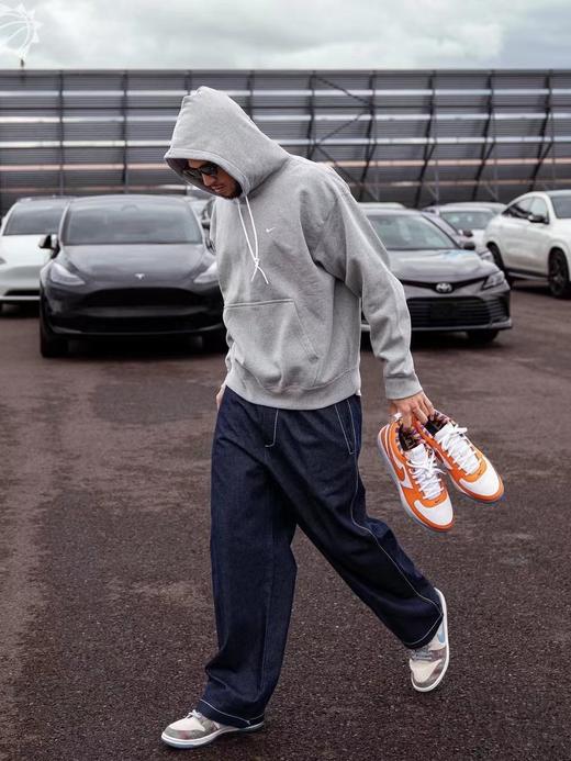 D120859加绒小logo刺绣小勾休闲潮流套头帽衫 商品图4