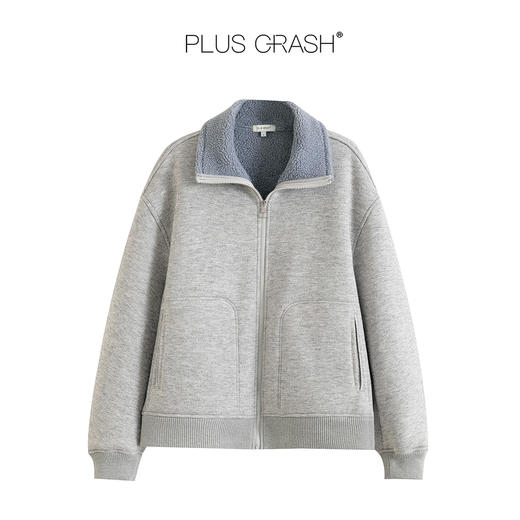 PLUS CRASH冬季新款袋鼠卫衣拉链夹克宽松圈圈摇粒绒厚外套男女款 商品图2