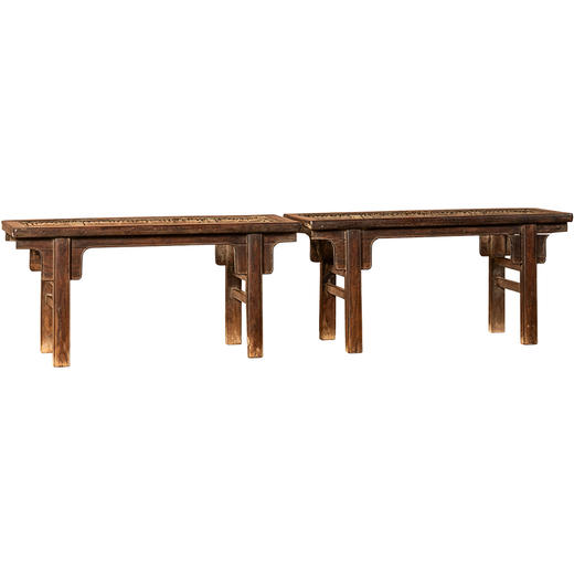 清早期	黄花梨夹头榫刀牙板春凳（一对） 商品图5