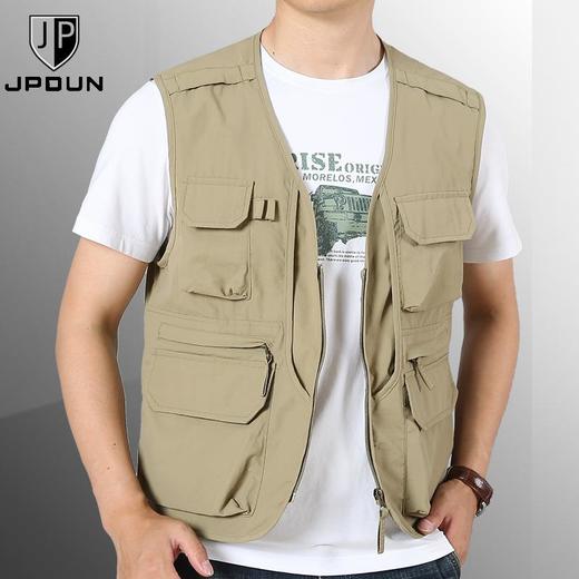 马甲男秋季新款宽松大码多口袋纯色钓鱼背心休闲百搭工装马夹 商品图0