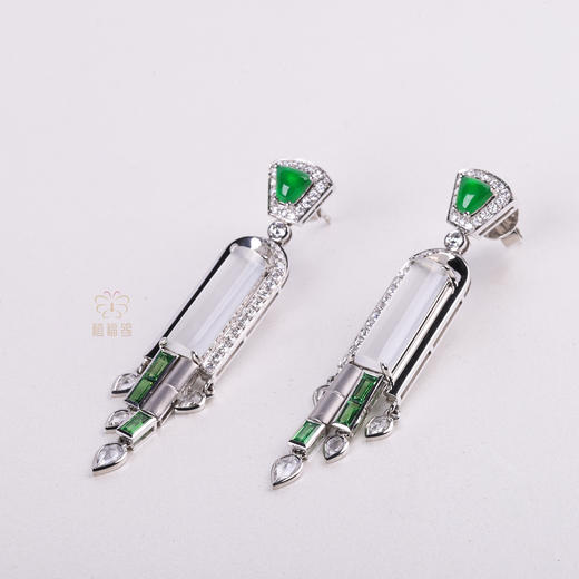 【晴空】白翡绿翠耳坠   EZ12212158 商品图3