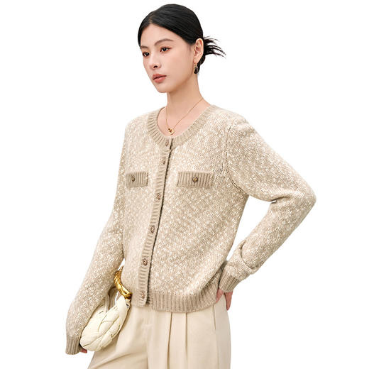 SM 2501小香风针织桑蚕丝羊绒开衫外套显瘦短款修身毛衣 商品图4