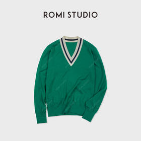 ROMI STUDIO“简约复古”100%羊毛密织亲肤V领套头毛衫 RWDSS61795