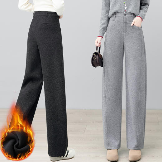 YM 2852加绒弯刀阔腿裤高腰宽松垂感休闲裤 商品图1