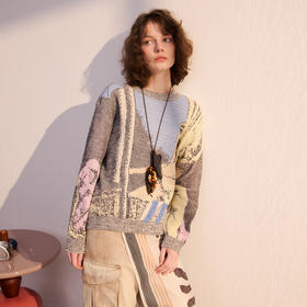 谜底套头针织衫长袖2026年春季新品原创提花肌理毛衣女261MZ0302