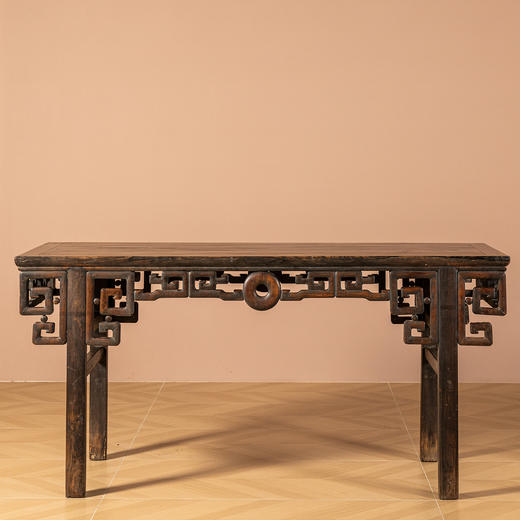 清	乌木及花梨木拐子拱璧纹画案画桌 商品图4