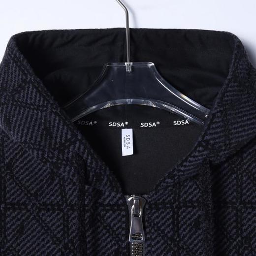 SDSA秋冬新款痞帅男装潮流高街提花格子撞色拉链连帽卫衣外套百搭 商品图2