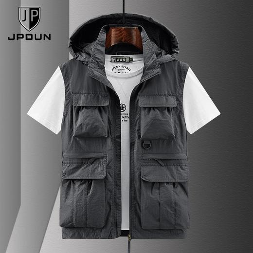 男士薄款休闲马甲春秋季男女同款多口袋工装大码坎肩连帽背心 商品图2