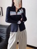D120858冬季新款女子修身拼色拉链开衫外套编织衫毛衣 商品缩略图3