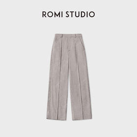 ROMI STUDIO“自我轮廓”羊毛混纺倒褶斜纹极简休闲西裤 RWCWXG5345