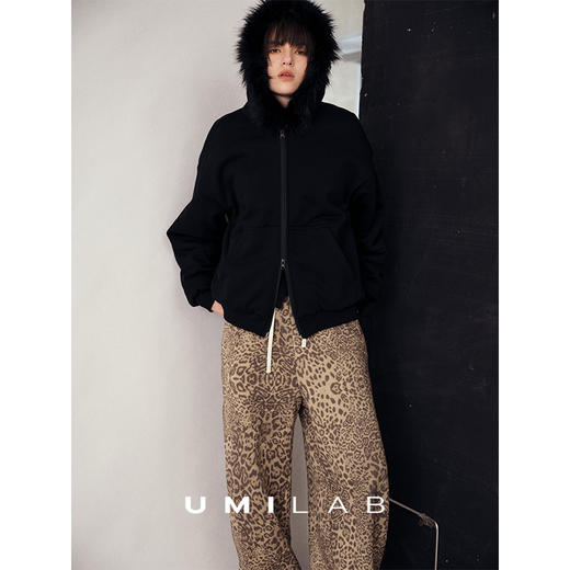 UMILAB｜狂野*藏肉神裤加厚100%棉VTG豹纹松紧腰茧型休闲裤P1296W 商品图1