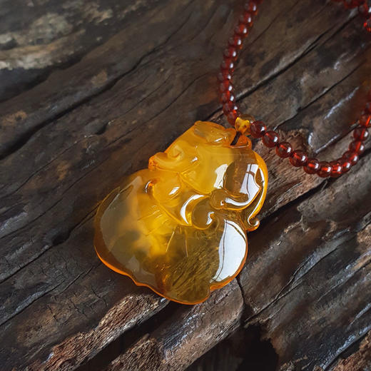 【天然正品】天然无杂裂如意（万事如意）墨西哥蓝珀吊坠项链39.0*31.4*12.9MM（皆取最大值）链长：40CM中性281125NJM09特价 商品图6