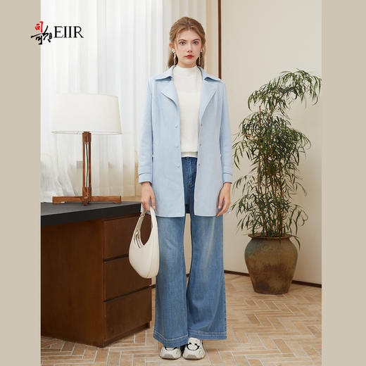 司歌翻领中长款女外套收腰单排扣秋冬R921087X 商品图1