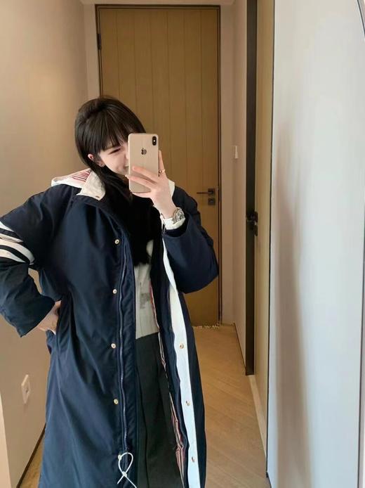 D120868学院风百搭保暖四杠长款羽绒服男女同款 商品图6