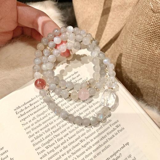 ARSIS｜晶石系列 月光桃夭·灰月光三圈串珠手链 商品图4