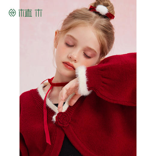 【年服】植木玫瑰花按扣绵羊毛连衣裙两件套55L053048 商品图2