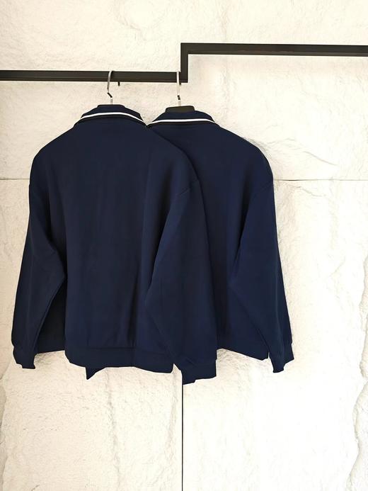 D120803珠地徽标字母Logo刺绣海军蓝夹克外套 商品图1