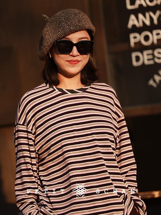 PETIT SCHAN小闪 CLO#983 A Stripes Party 条纹派对 进口条纹针织磨毛撞色套头衫 商品图1