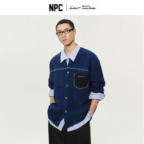 潮牌羊毛混纺撞色假口袋针织开衫秋冬长袖休闲复古NP5BSW06