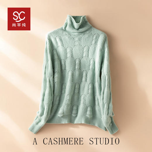 100%Baby小山羊绒~高领加厚山羊绒衫女针织保暖毛衣BABY25031 商品图4
