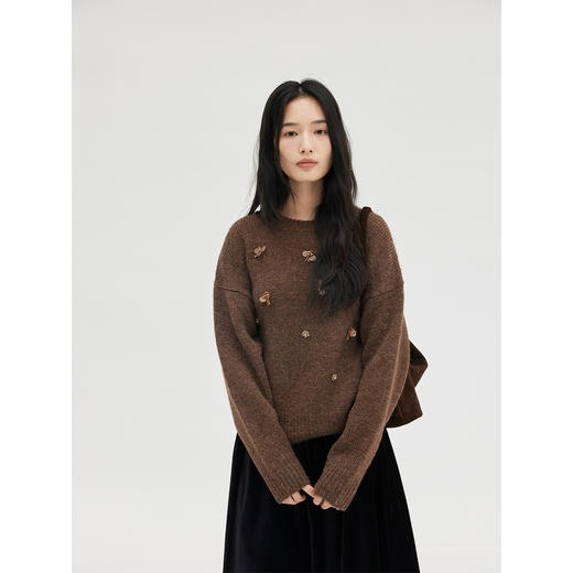 HeyDress宽松亮片装饰羊驼毛毛衣 商品图4