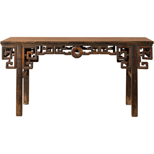 清	乌木及花梨木拐子拱璧纹画案画桌 商品图5