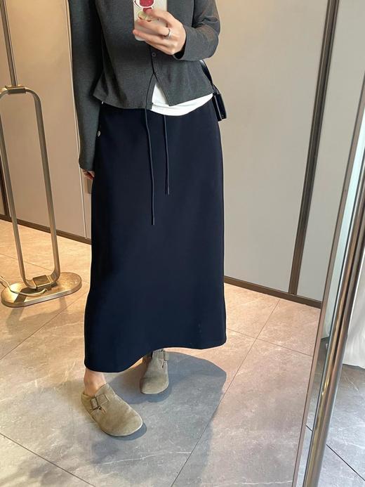 D120846简约舒适高腰抽绳直筒微修身加绒松紧腰半裙 商品图5