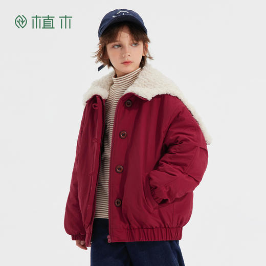 【年服】植木男女童波尔多红连帽外套55V070001 商品图3