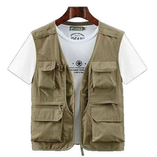 春季新款工装多口袋v领休闲钓鱼摄影无袖坎肩薄款背心马甲男 商品图4
