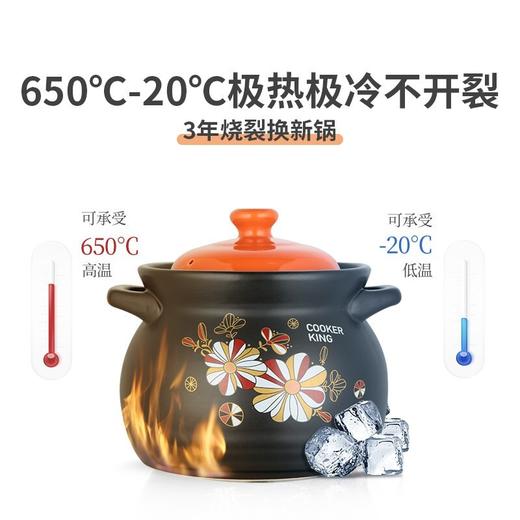 炊大皇（COOKER KING）砂锅煲汤炖汤炖锅家用大容量沙锅煲粥耐高温陶瓷煲明火煤气灶专用 3.5升适合（2-5人） 商品图2
