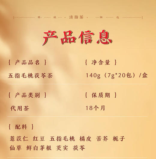 北京同仁堂五指毛桃茯苓茶140g 薏苡仁赤小豆仙草养生茶 商品图3