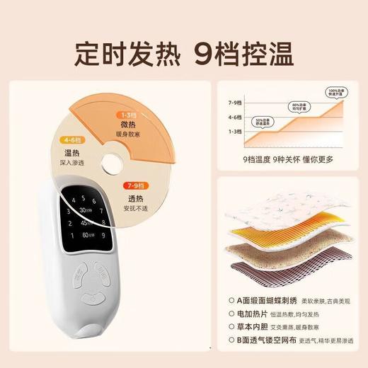 陈艾红花绒热敷腰带 9档控温3档定时 3年陈艾温暖身体  久坐送礼父母女友办公室姨妈期腰部湿气 元气达人热敷电热腰带 商品图3