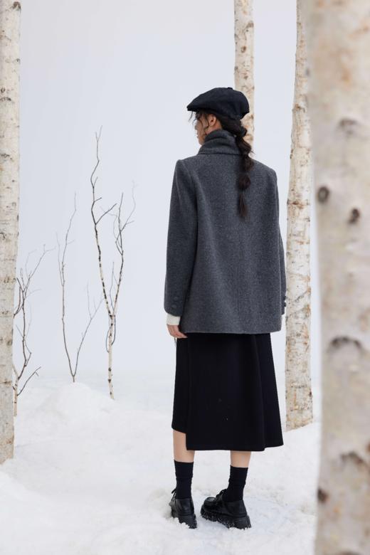 ESTELLICA 灰色气质围脖羊毛呢子大衣外套 21660 商品图3