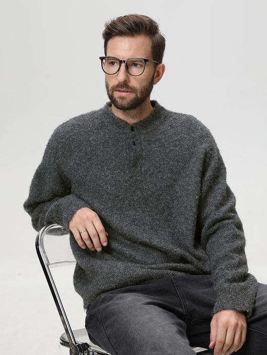 【YW】无忧购“礼物季”老钱风节日百搭圈圈纱亨利领毛衣男复古针织衫保暖休闲外套MM4153（截单后3-5天发货） 商品图2