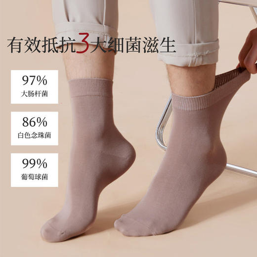 SYWY-Y06  【1双】袜子纯棉男秋冬款全棉袜子男士黑色抗菌长筒袜长袜吸汗棉袜商务袜 商品图2